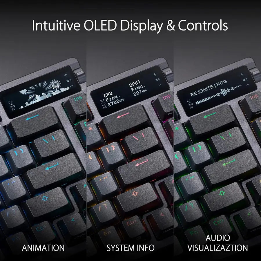 Asus ROG Azoth Gaming Custom Keyboard with 75 Keyboard Form Factor, PBT Keycaps, RGB-Black, ROG NX Red Switches