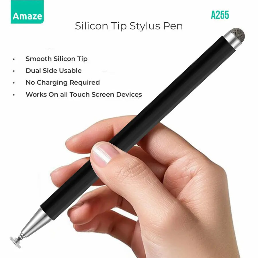 AMAZE Twin-Tip Universal Stylus Pen A255 Black and Silver