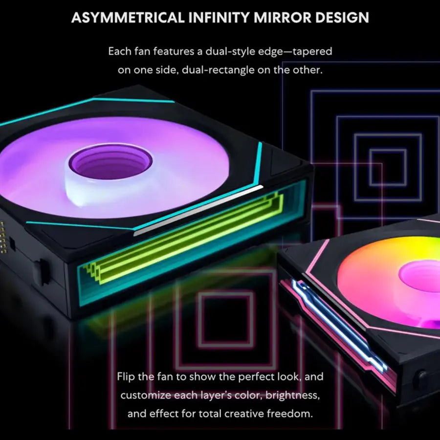 Lian Li UNI Fan SL-Infinity Wireless 120 Triple Pack Black, 2.4GHz Wireless, ARGB, Infinity Mirror, Low Noise, Controller Included