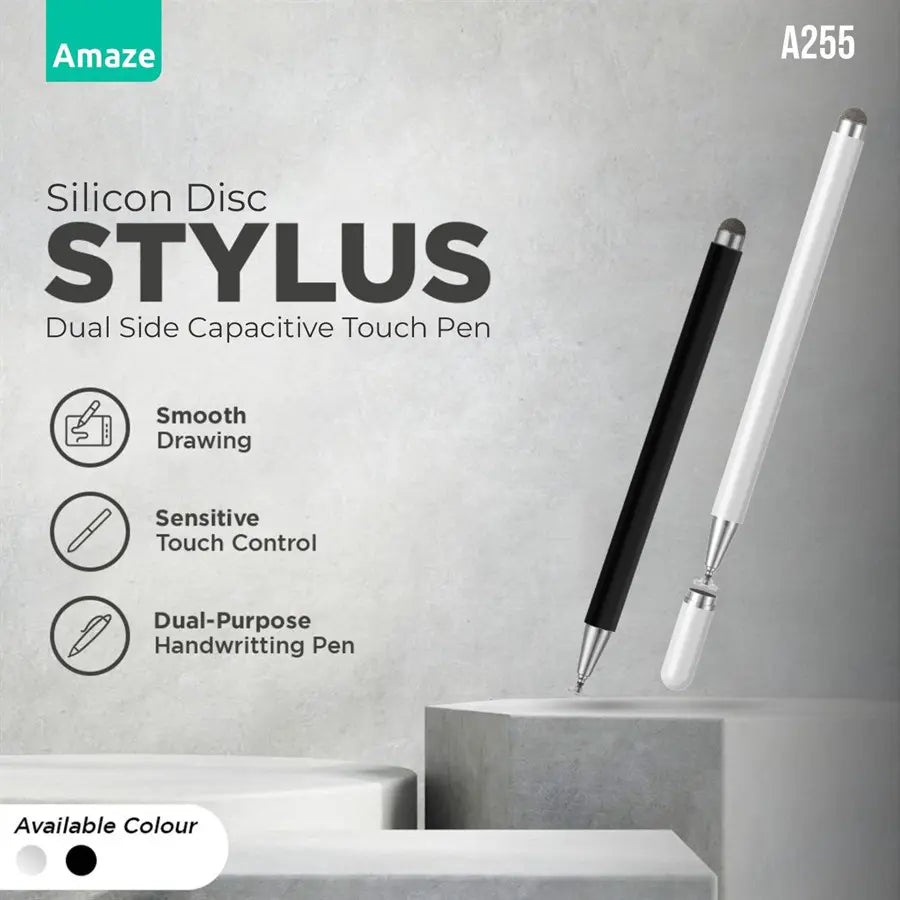 AMAZE Twin-Tip Universal Stylus Pen A255 Black and Silver