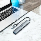 Amaze A314 4-Port USB 3.0 Hub with Dual Inputs, 5Gbps Speed, Aluminum Alloy Case