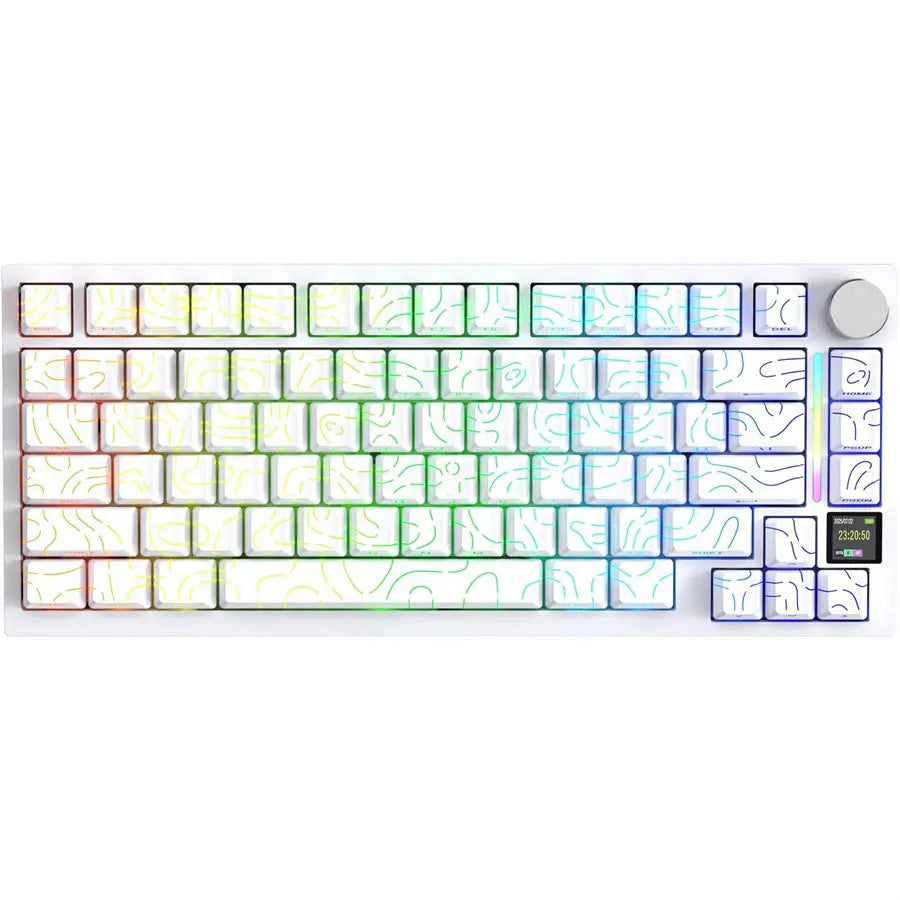 ATTACK SHARK X820 Ultra 75% Wireless Gaming Mechanical Keyboard, Hot-Swappable Gasket Mount, RGB Backlit, Bluetooth 2.4G Wired Tri-Mode, Smart TFT Display and Knob, QMK Driver, Gift Switch, White Contour