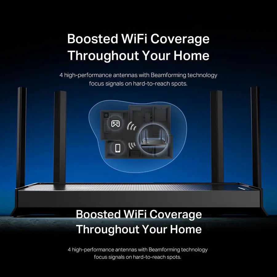 TP-Link Archer BE230 BE3600 Dual-Band Wi-Fi 7 Router, 4× External Antennas, 2×2.5 Gbps Ports, Quad-Core CPU