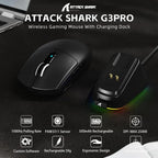 ATTACK SHARK G3PRO Tri-Mode Wireless Gaming Mouse With Charge Dock, 25000 DPI, PixArt PAW3311 Sensor, Broadcom Esport MCU, Omron Switches, Ultra Lightweight 59g, Black