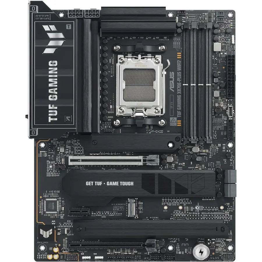 ASUS TUF GAMING X870E-PLUS WIFI7 AMD AM5 Motherboard, 16+2+1 80A Power Stages, DDR5 Up To 8000MT/s, PCIe5.0, USB4 40Gbps Type-C, Wi-Fi 7 Q-Antenna, Aura Sync