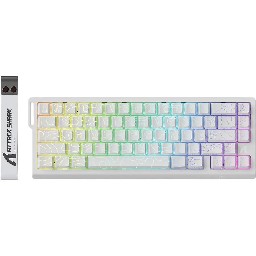 ATTACK SHARK X68 HE Rapid Trigger Keyboard, 60% Wired, Magnetic Switch, 0.01mm RT Accuracy, 8000Hz Polling Rate, Adjustable Actuation 0.1-3.4mm, RGB, White Contour