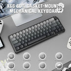 ATTACK SHARK X66 Wireless Mechanical Keyboard, 60% Layout, Hot-Swappable Strawberry Switch, Side Printed PBT Keycaps, Bluetooth 2.4G Type-C Wired, 3000mAh Battery, Moonlit Night