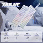 ATTACK SHARK X68 HE Rapid Trigger Keyboard, 60% Wired, Magnetic Switch, 0.01mm RT Accuracy, 8000Hz Polling Rate, Adjustable Actuation 0.1-3.4mm, RGB, White Contour
