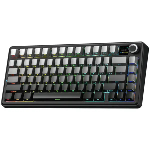 AULA F75 Max Wireless 3-in-1 Mechanical Gaming Keyboard, 81-Key, Hot Swappable, RGB, Knob and Digital Screen, NKRO, Gradient Grey