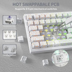 ATTACK SHARK X820 Ultra 75% Wireless Gaming Mechanical Keyboard, Hot-Swappable Gasket Mount, RGB Backlit, Bluetooth 2.4G Wired Tri-Mode, Smart TFT Display and Knob, QMK Driver, Gift Switch, White Contour