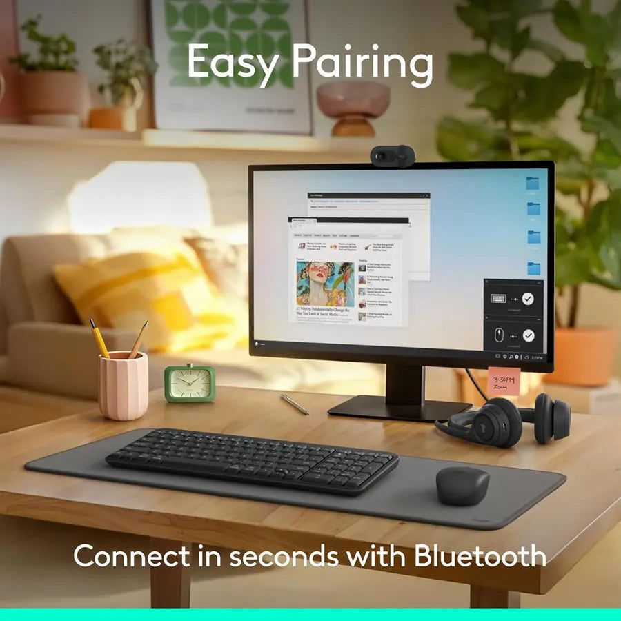 Logitech MK250 Compact Bluetooth Wireless Combo 920-013559, Smooth Optical Tracking 1000DPI, 10m Range, 12-Month Battery Life, Graphite