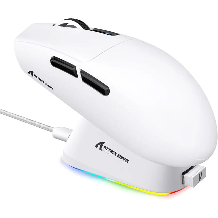 ATTACK SHARK G3PRO Tri-Mode Wireless Gaming Mouse With Charge Dock, 25000 DPI, PixArt PAW3311 Sensor, Broadcom Esport MCU, Omron Switches, Ultra Lightweight 59g, White