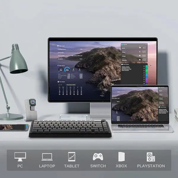 AULA F75 Max Wireless 3-in-1 Mechanical Gaming Keyboard, 81-Key, Hot Swappable, RGB, Knob and Digital Screen, NKRO, Gradient Grey