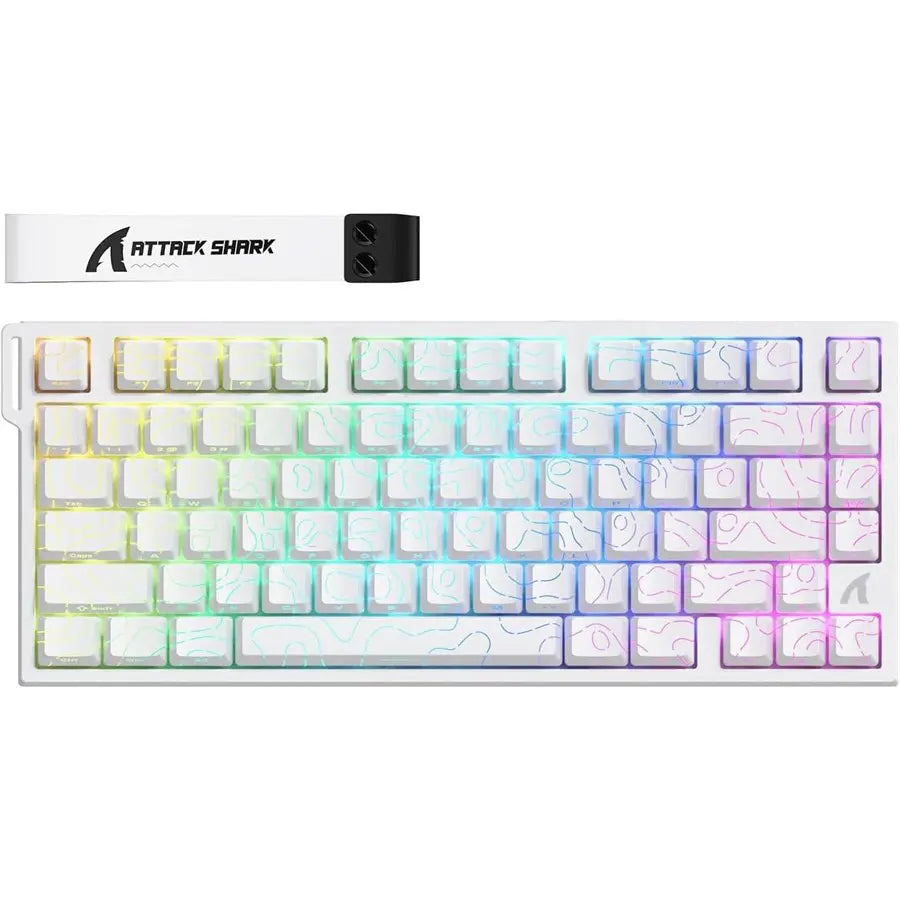 ATTACK SHARK R82HE Rapid Trigger Wired Mechanical Gaming Keyboard, TKL NKRO, 8K Polling, 0.005mm RT Accuracy, 256K Scan Rate, 5 Layer Sound Damped, Hall Effect Magnetic Switch, White Contour