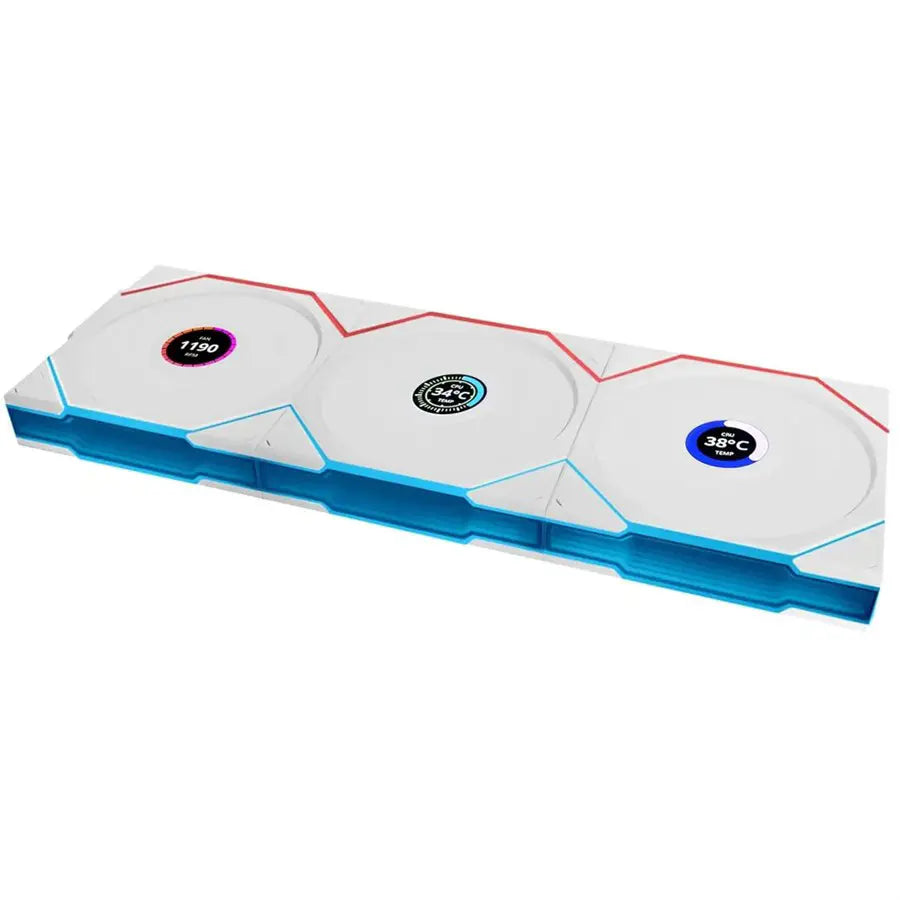 Lian Li UNI Fan TL LCD Wireless 120 Triple Pack White, 2.4GHz Wireless, ARGB, Infinity Mirror, 1.6 Inch LCD, Controller Included