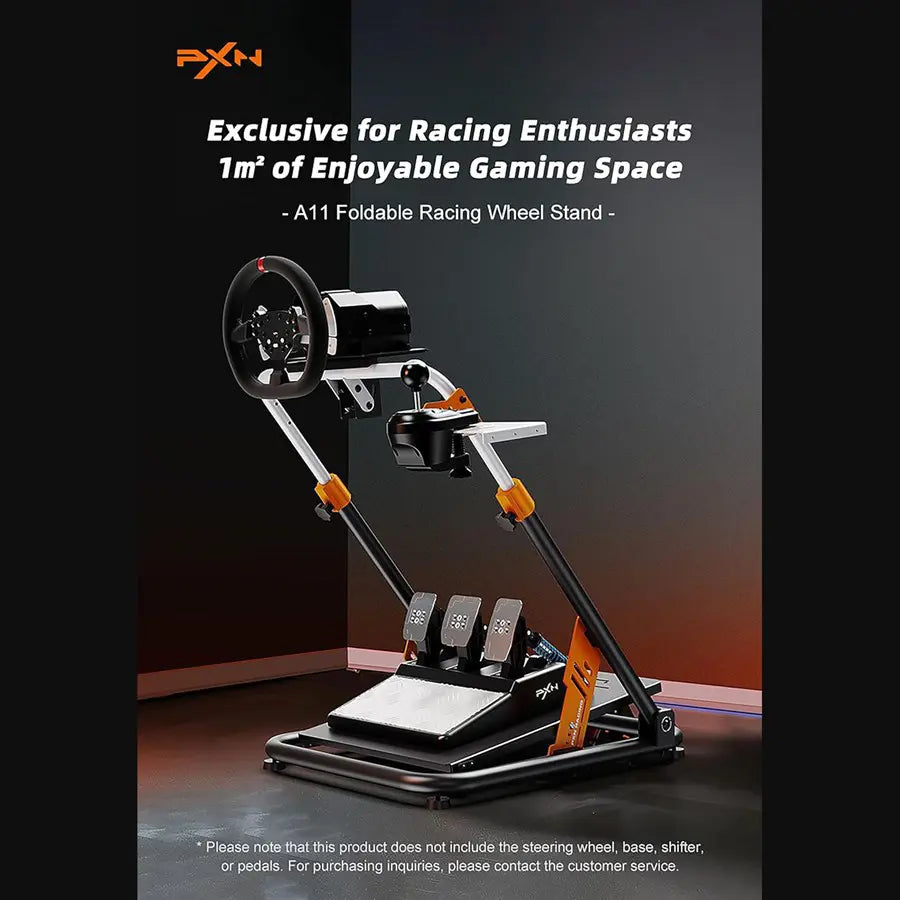 PXN A11 Gaming Steering Wheel Foldable Stand, Q235 Carbon Steel, Adjustable Height and Angle, Gear Shifter Mount, Non-Slip Base