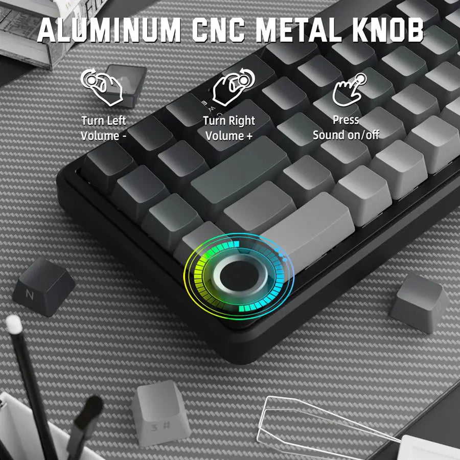 ATTACK SHARK X66 Wireless Mechanical Keyboard, 60% Layout, Hot-Swappable Strawberry Switch, Side Printed PBT Keycaps, Bluetooth 2.4G Type-C Wired, 3000mAh Battery, Moonlit Night