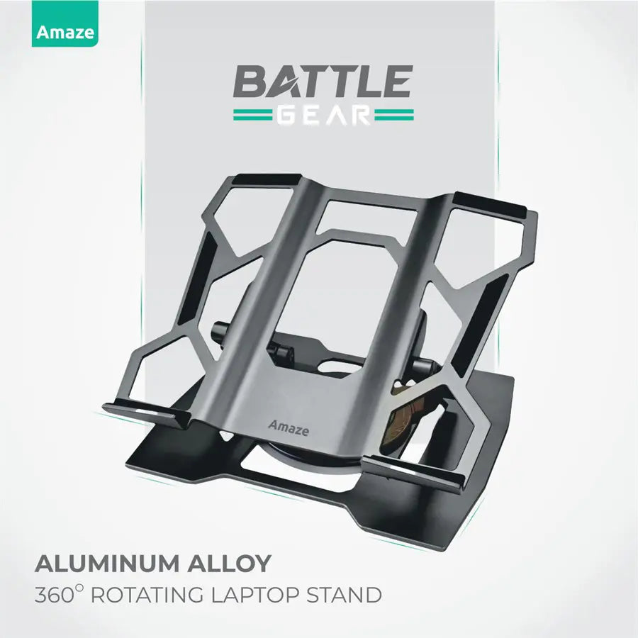 Amaze A540 Battle Gear Aluminum Alloy 360 Degree Laptop Stand, Fully Rotational, Premium Silicon Grip, For Laptops Till 17.3 Inch