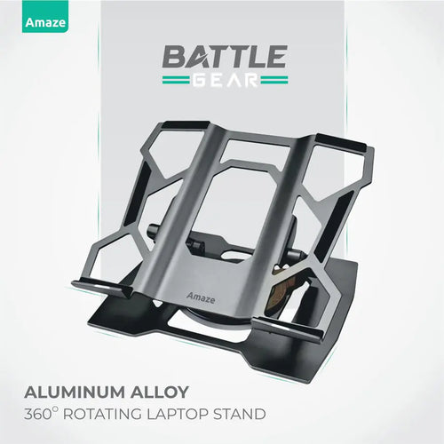 Amaze A540 Battle Gear Aluminum Alloy 360 Degree Laptop Stand, Fully Rotational, Premium Silicon Grip, For Laptops Till 17.3 Inch