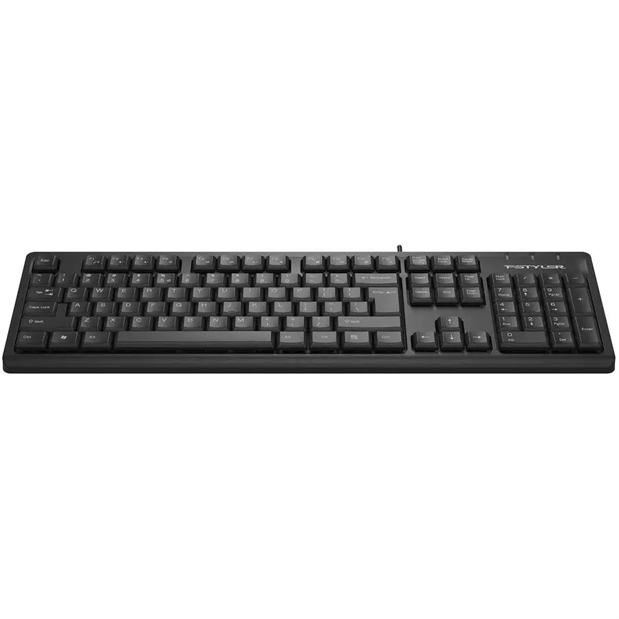A4Tech FStyler FK12 Multimedia Comfort Keyboard, Round-Square Keycaps, Waterproof Design, Black