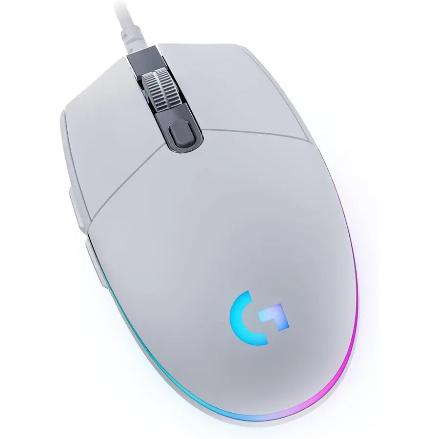 Logitech G203 LIGHTSYNC Gaming Mouse Customizable RGB, 6 Programmable Buttons, 8k DPI Sensor, Lightweight, White 910-005797