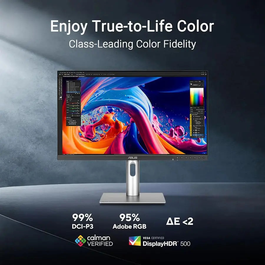 ASUS ProArt Display 5K PA27JCV Professional Monitor, 27-inch 5K 5120 x 2880, IPS, 99% DCI-P3, 100% sRGB, Calman Verified, USB-C PD 96W, VESA DisplayHDR 500