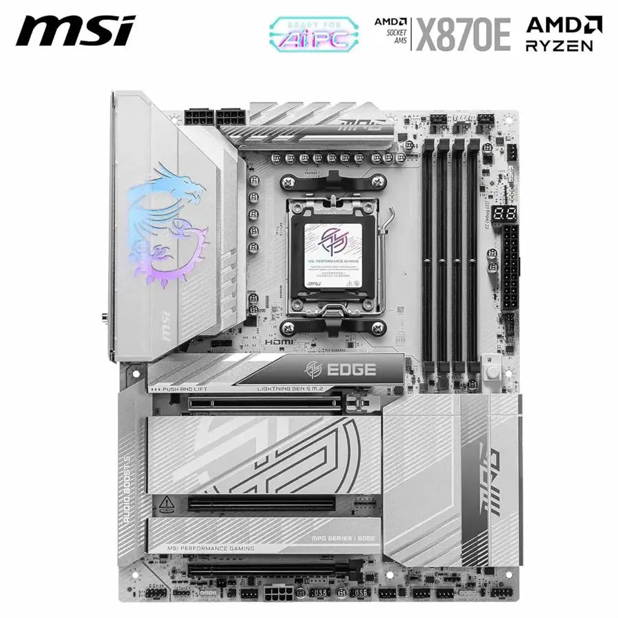 MSI MPG X870E EDGE TI WIFI Motherboard, DDR5 8400+MT/s, PCIe 5.0, USB4, 5G LAN, Wi-Fi 7