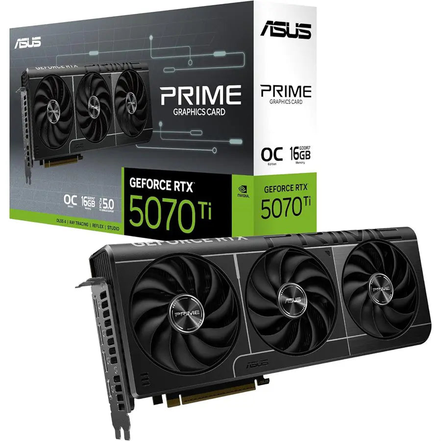ASUS Prime GeForce RTX 5070 Ti OC Edition Graphics Card, 16GB GDDR7, PCIe 5.0, HDMI and DisplayPort 2.1, 2.5-Slot