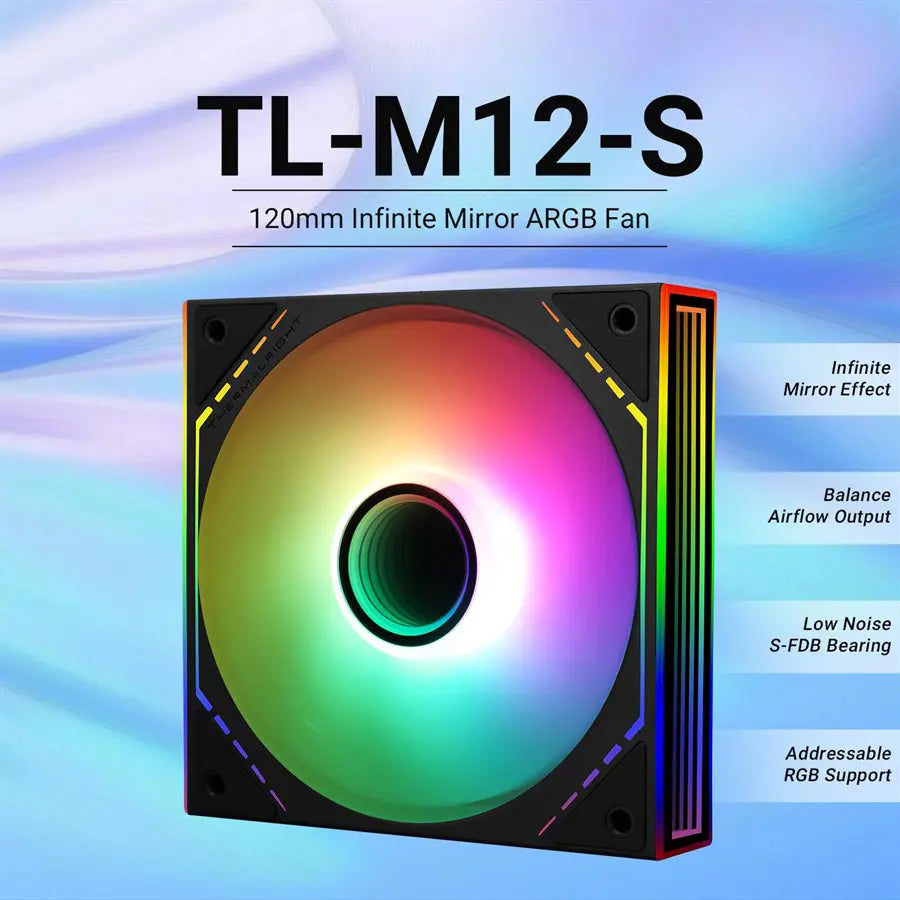 Thermalright TL-M12-S 120mm ARGB PWM Case Fan, 1500RPM, Silent Operation, Black