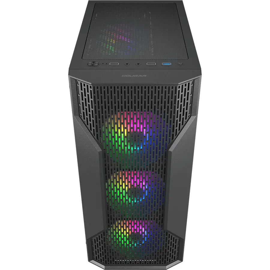 Cougar MX110 RGB Mid Tower ATX Computer Case, 4x120mm Fixed RGB Fans, Up To 240mm AIO Radiator Or 158mm Air Cooler, Up To 305mm GPU, 2x2.5in SSD Plus 2x3.5in HDD