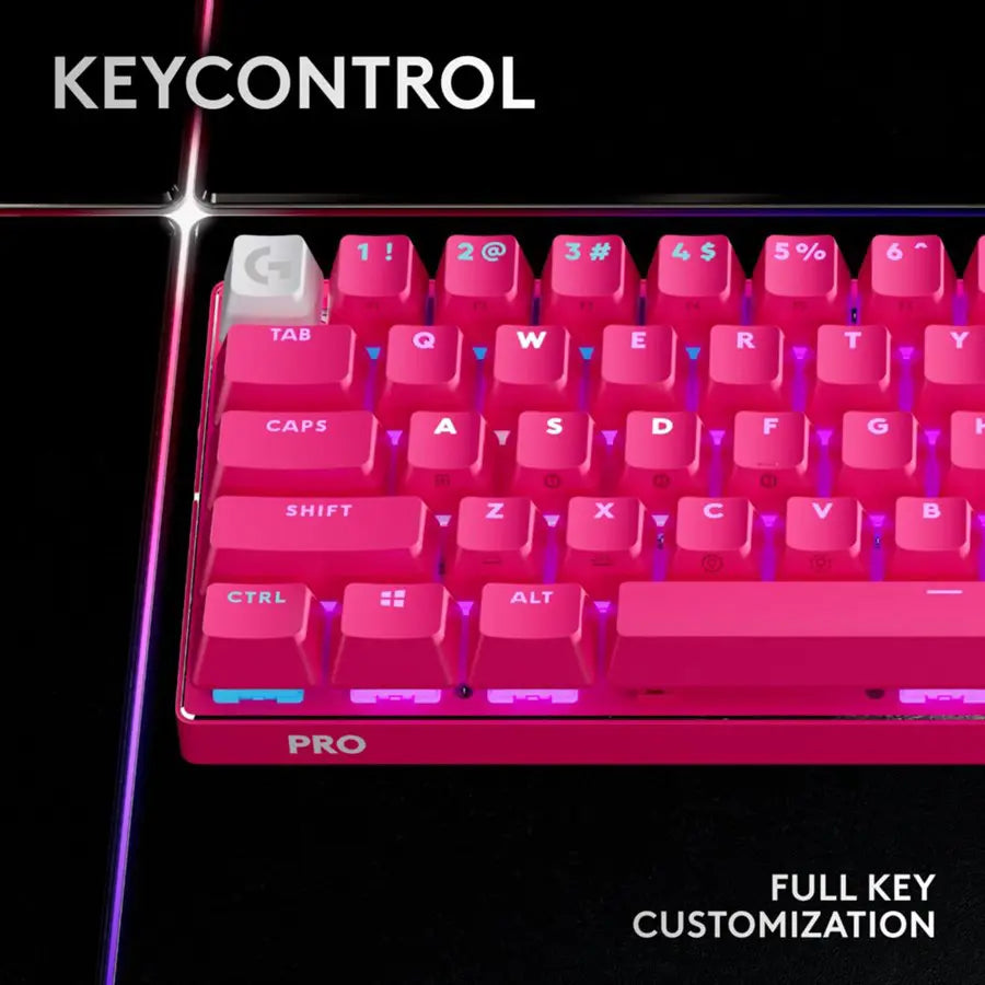 Logitech PRO X 60 Wireless 60% Gaming Keyboard- Optical Switches | Magenta | US International Tactile | 920-011949