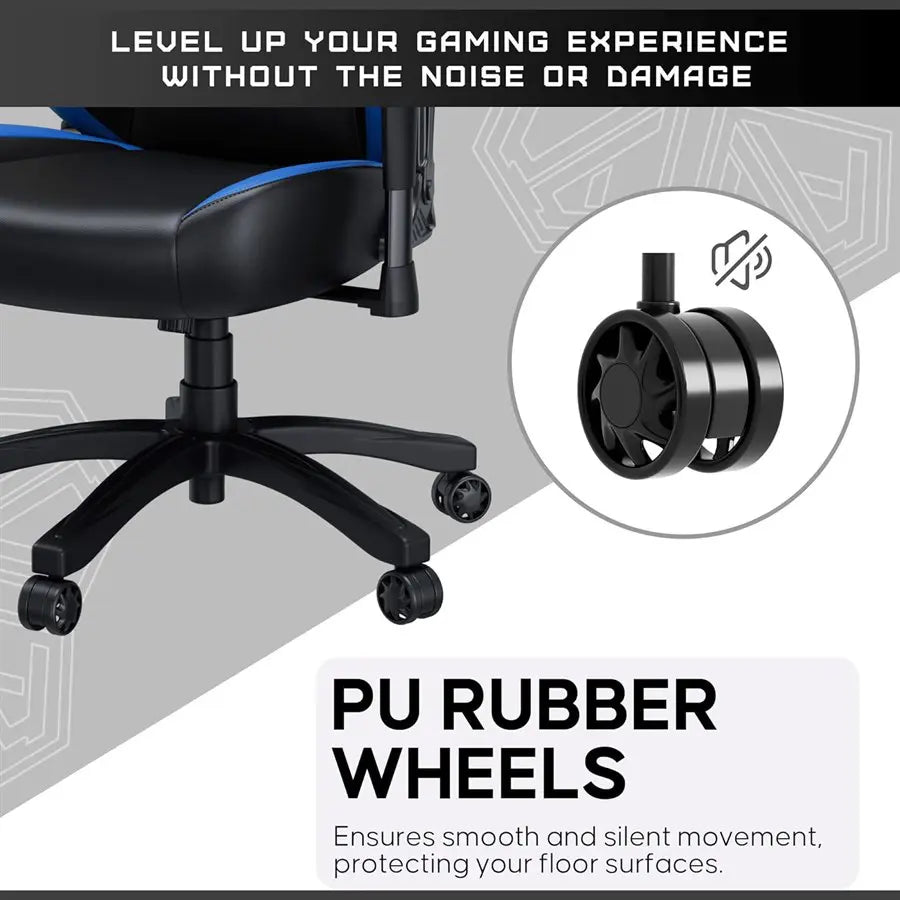 AndaSeat Luna Large Gaming Chair for Adults | Black/Blue | Folding Recliner Seat | AD18-48-BS-PV