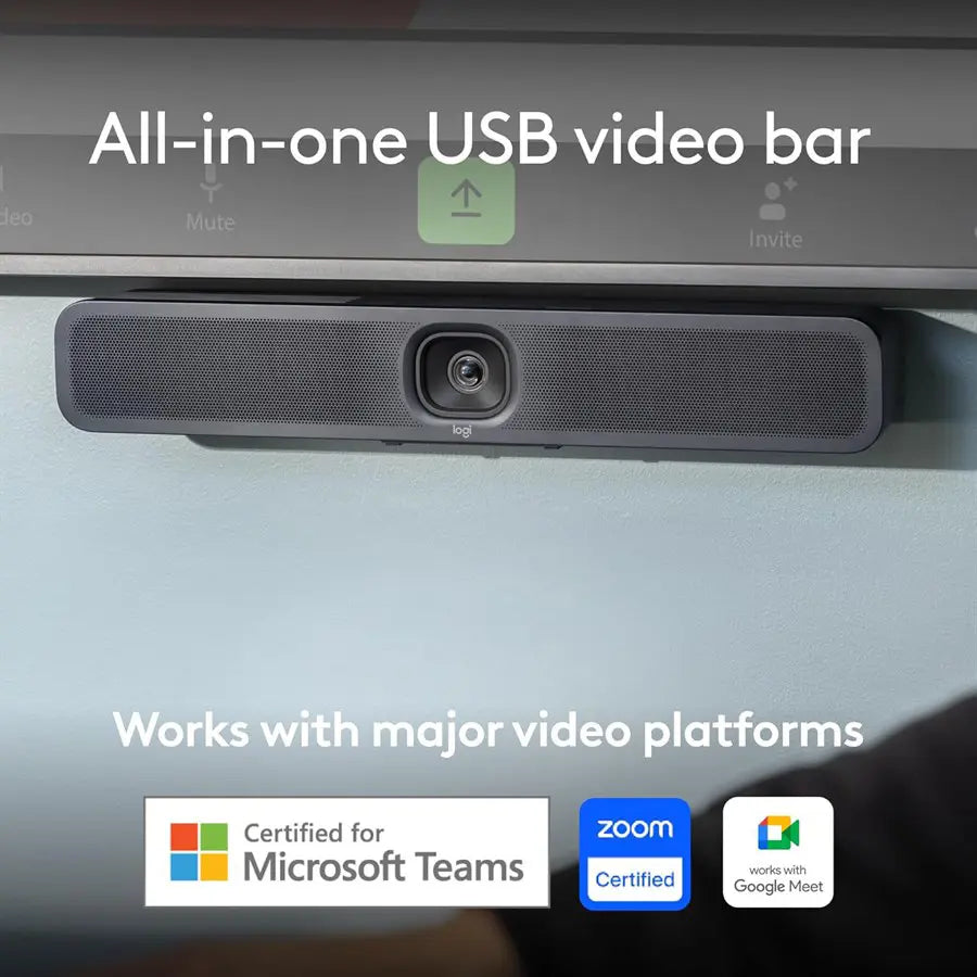 Logitech MeetUp 2 | All-in-One USB Conference Room Camera | Compact Video Bar with Built-in AI Features | RightSight 2 | Up to 23 ft Pickup Range