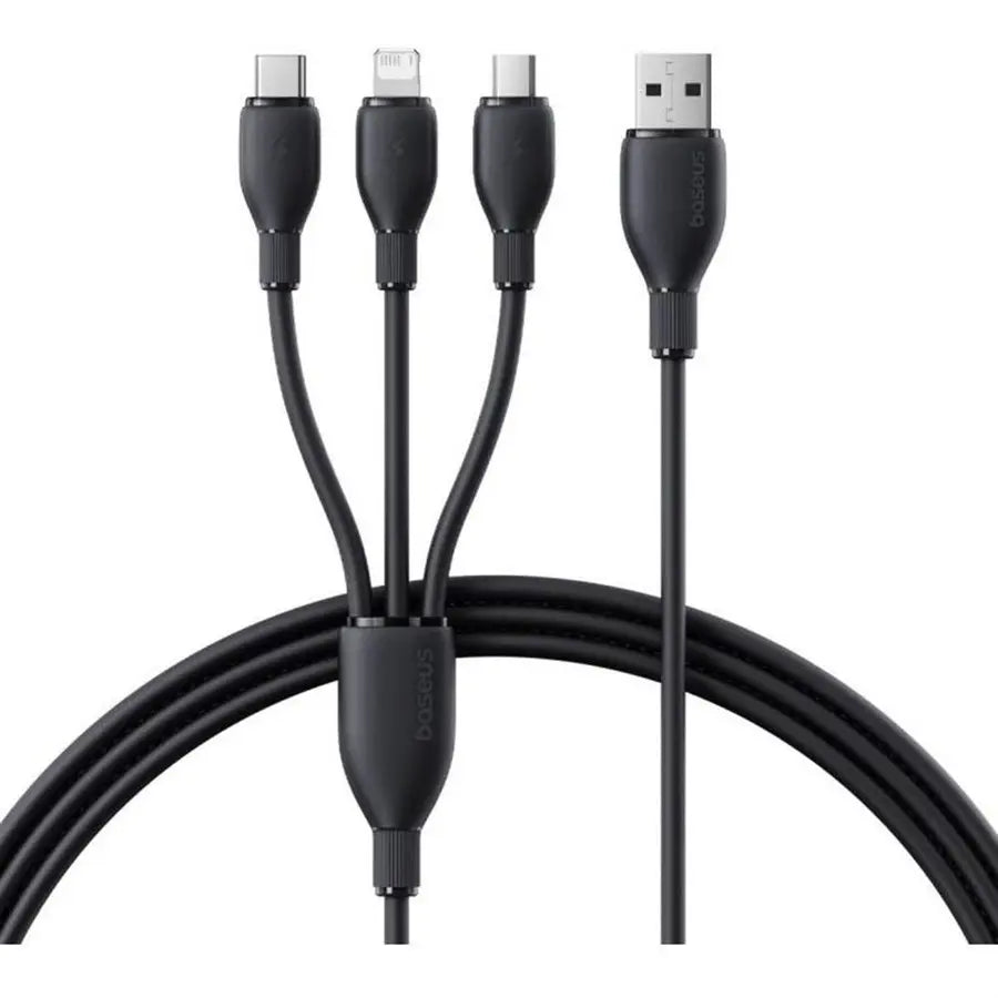 Baseus Ultra-Fast One-for Three Fast Charging Cable USB-A to M+L+C 3.5A 1.3m Cosmic Black | P10376303121-00