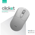 Amaze Clicket A712 Wireless Mouse, Dual Wireless Bluetooth and 2.4GHz, Adjustable 800/1200/1600 DPI, 4 Buttons, Silent Touch, Rechargeable Type-C 500mAh, 64g, Grey