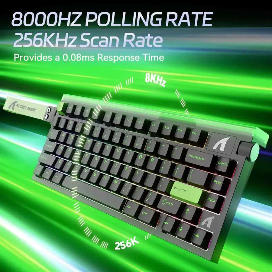 ATTACK SHARK R85 HE Rapid Trigger Keyboard Magnetic Switch, 75% Wired 8KHz Magnetic Keyboard, 0.005mm Rapid Trigger Accuracy, 8000Hz Polling Rate, Custom RGB Lightbox - Black