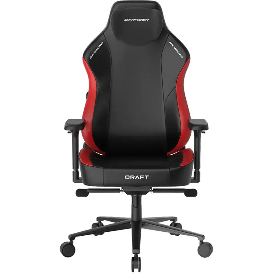 Dxracer CRAFT Series Cloud Comfort Gaming Chair, CloudSense Layered Sponge, Zero-Pressure Headrest, 2D Lumbar Support, 4D Armrests, 15° Rocking, Black Red, Plus/XL