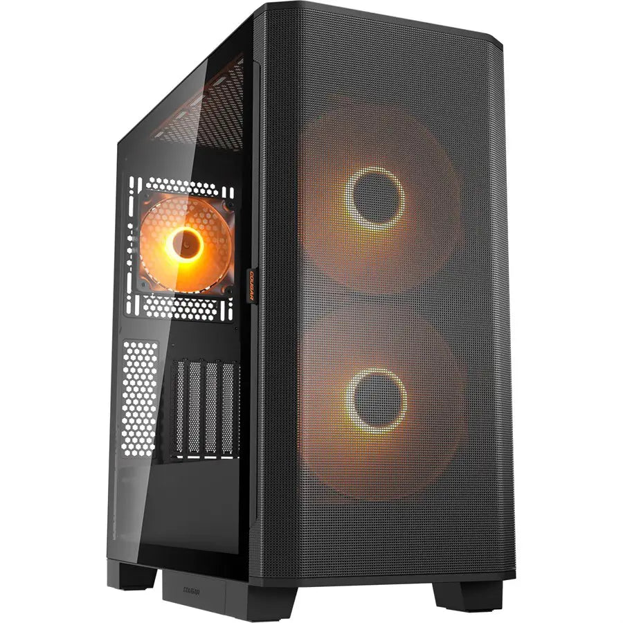 Cougar AIRFACE FLO RGB PC Case Mid Tower, Preinstalled 180mm ARGB PWM Fans, Supports Up To 360mm AIO Radiator, Black