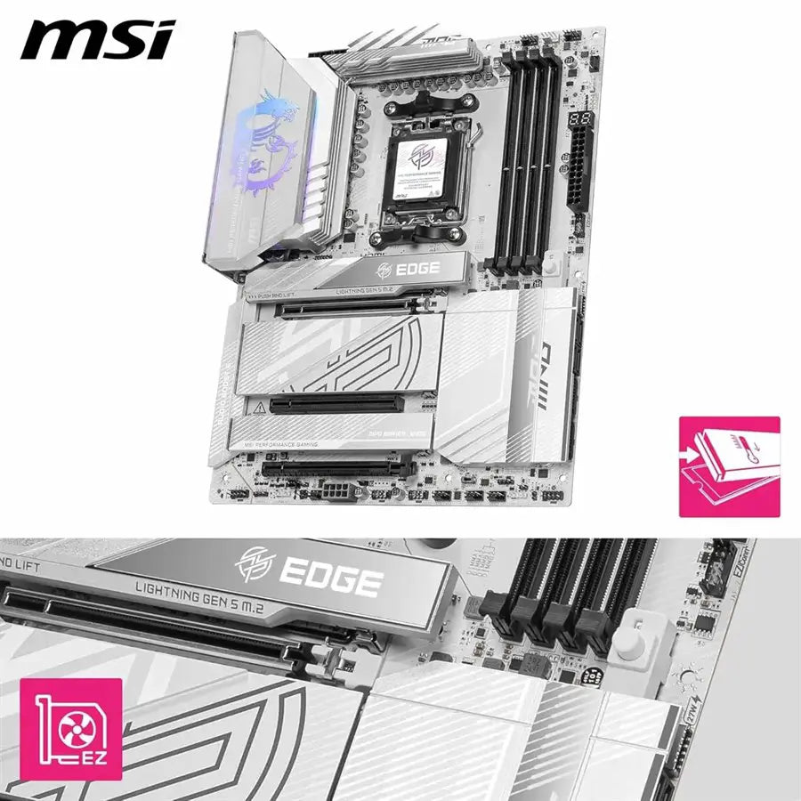MSI MPG X870E EDGE TI WIFI Motherboard, DDR5 8400+MT/s, PCIe 5.0, USB4, 5G LAN, Wi-Fi 7