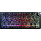 Aula F75 Gasket Mechanical Keyboard, 75% Layout, Wireless, Hot Swappable, Five-Layer Padding, Knob, RGB, Bluetooth/2.4GHz/USB-C, Pre-Lubed Linear Seiya Switches, Black Contour