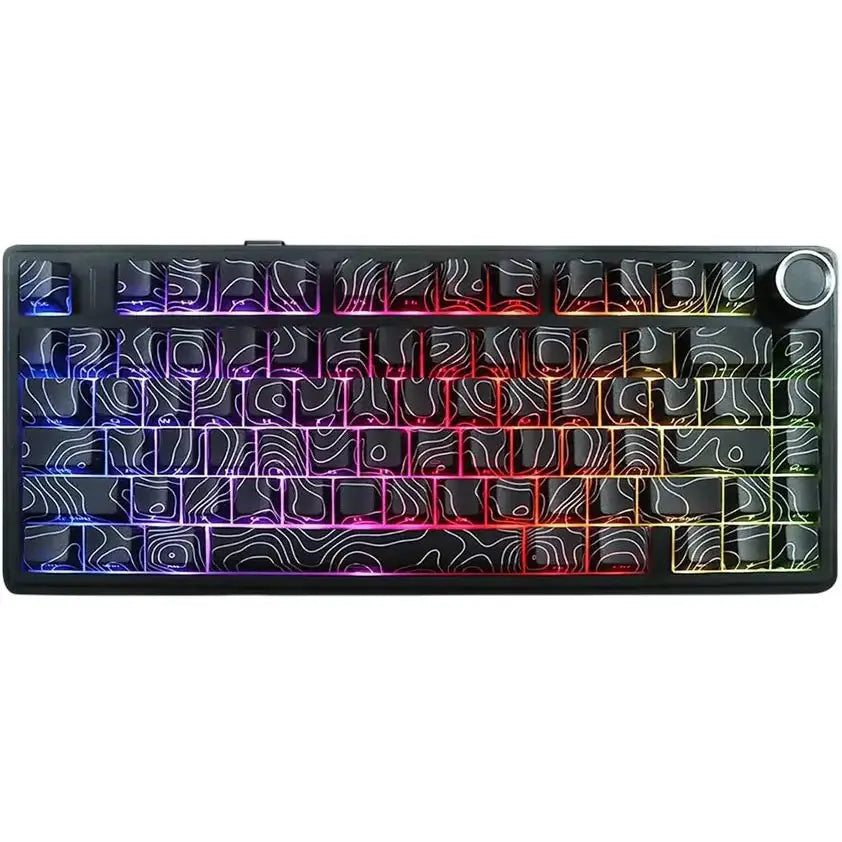 Aula F75 Gasket Mechanical Keyboard, 75% Layout, Wireless, Hot Swappable, Five-Layer Padding, Knob, RGB, Bluetooth/2.4GHz/USB-C, Pre-Lubed Linear Seiya Switches, Black Contour
