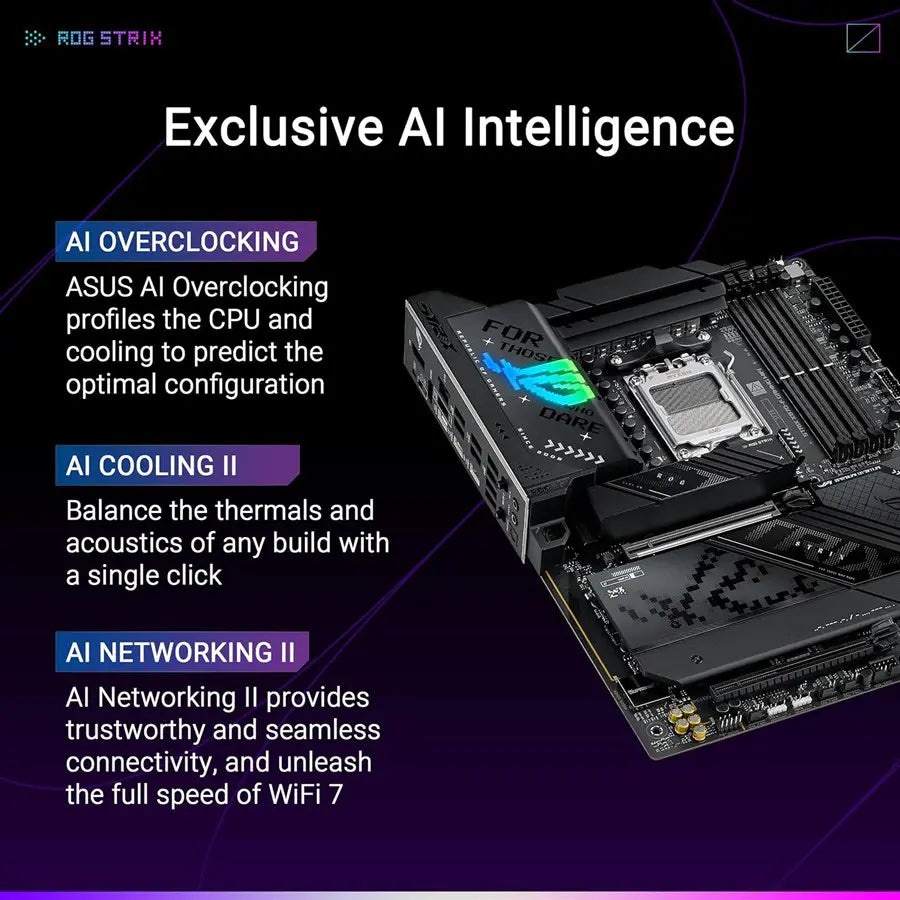 ASUS ROG Strix X870-F Gaming WIFI7 AMD AM5 ATX Motherboard, 16+2+2 110A Power Stages, DDR5, 4x M.2, PCIe5.0, USB10G PD30W, Wi-Fi 7