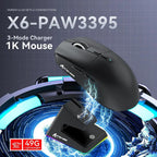 ATTACK SHARK X6 Tri-Mode Gaming Mouse With Charging Dock, 26000 DPI, PixArt PAW3395 Sensor, 49g Superlight, 200 Hours Battery, Ergonomic Design, Black