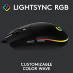 Logitech G203 LIGHTSYNC Gaming Mouse Customizable RGB, 6 Programmable Buttons, 8K DPI Sensor, Lightweight, Black 910-005796