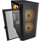 Cougar AIRFACE FLO RGB PC Case Mid Tower, Preinstalled 180mm ARGB PWM Fans, Supports Up To 360mm AIO Radiator, Black