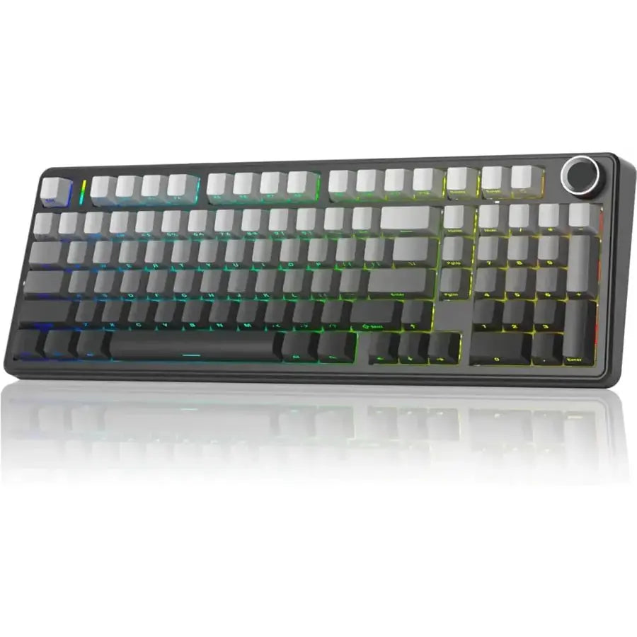 Aula F99 PRO Wireless 3-in-1 Mechanical Gaming Keyboard, Side-Engraved Keycaps, 8000mAh Battery, Rotary Knob, Gradient Gray, Nimbus Switch, Gasket