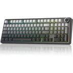 Aula F99 PRO Wireless 3-in-1 Mechanical Gaming Keyboard, Side-Engraved Keycaps, 8000mAh Battery, Rotary Knob, Gradient Gray, Nimbus Switch, Gasket