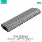 Amaze A225 Prime Edition M.2 NVMe + NGFF SSD Enclosure 10Gbps, Aluminum Alloy, Tool-Free