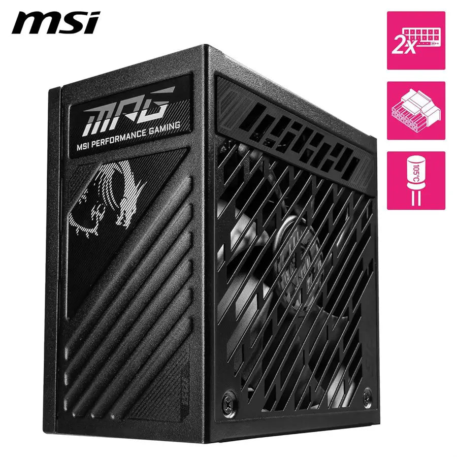 MSI MPG A1000GS PCIe5 Fully Modular Gaming 1000W Power Supply, 80 PLUS Gold, Dual 12V-2x6 Cables, Server-Grade 105C Capacitors, ATX 3.1 and PCIe 5.1 Ready, Low-Noise