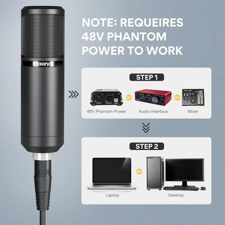 MAONO XLR Condenser Microphone, Cardioid, PM320S, AU-PM320S